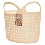 Tragbarer Aufbewahrungskorb aus Kunststoff, rund (Beige)