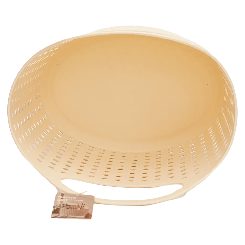 Tragbarer Aufbewahrungskorb aus Kunststoff, rund (Beige)