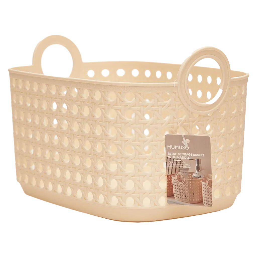 Kunststoff-Aufbewahrungskorb mit Griffen, klein (Beige)