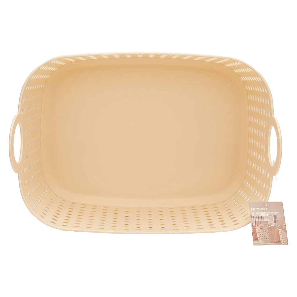 Mittlerer Aufbewahrungskorb aus PP-Kunststoff mit Griffen (Beige)