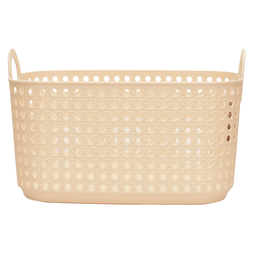 Mittlerer Aufbewahrungskorb aus PP-Kunststoff mit Griffen (Beige)