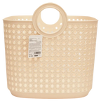 Großer Aufbewahrungskorb mit Griffen aus PP, robustes Gitterdesign (Beige)