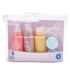 5-teiliges Reiseflaschen-Set mit Reißverschlussetui, nachfüllbar (Rosa/Gelb/Blau/Lila)