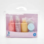 5-teiliges Reiseflaschen-Set mit Reißverschlussetui, nachfüllbar (Rosa/Gelb/Blau/Lila)