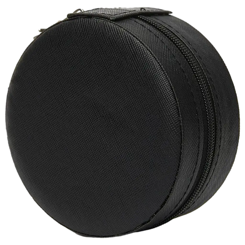 Schmuckbox aus Kunstleder rund, kompakt (Schwarz)