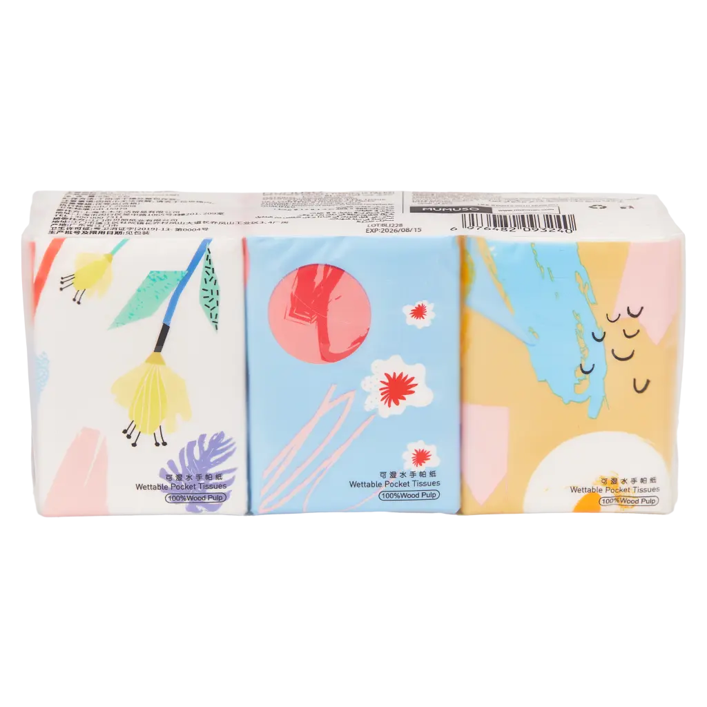 6er-Pack Papiertaschentücher aus Zellstoff, handlich (Weiß/Blau/Beige)