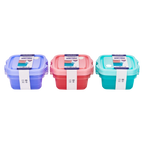 3-teiliges Frischhaltedosen-Set aus Polypropylen, mittel (Blau/Rot/Türkis)