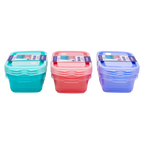 3-teiliges Frischhaltedosen-Set aus Polypropylen für Lebensmittelaufbewahrung (Blau/Rosa/Lila)