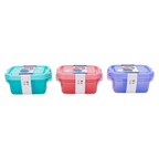 3-teiliges Frischhaltedosen-Set aus Polypropylen für Lebensmittelaufbewahrung (Blau/Rosa/Lila)