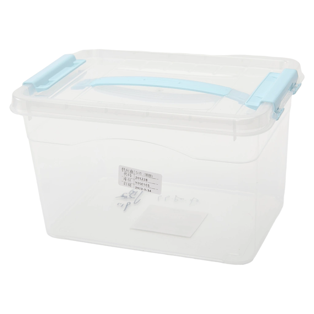 Transparente Polypropylen-Aufbewahrungsbox mit Deckel und Griff (Blau)