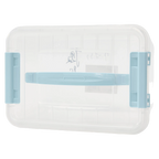 Transparente Polypropylen-Aufbewahrungsbox mit Deckel und Griff (Blau)