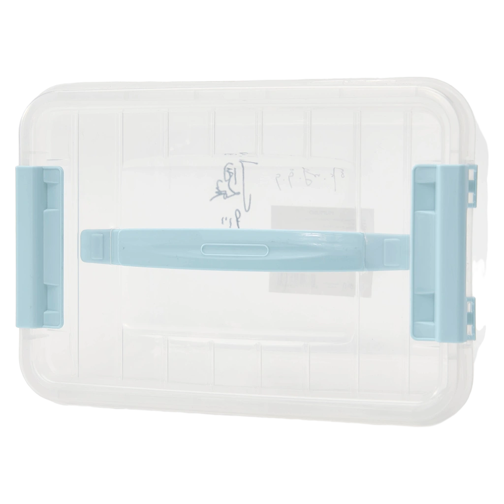 Transparente Polypropylen-Aufbewahrungsbox mit Deckel und Griff (Blau)