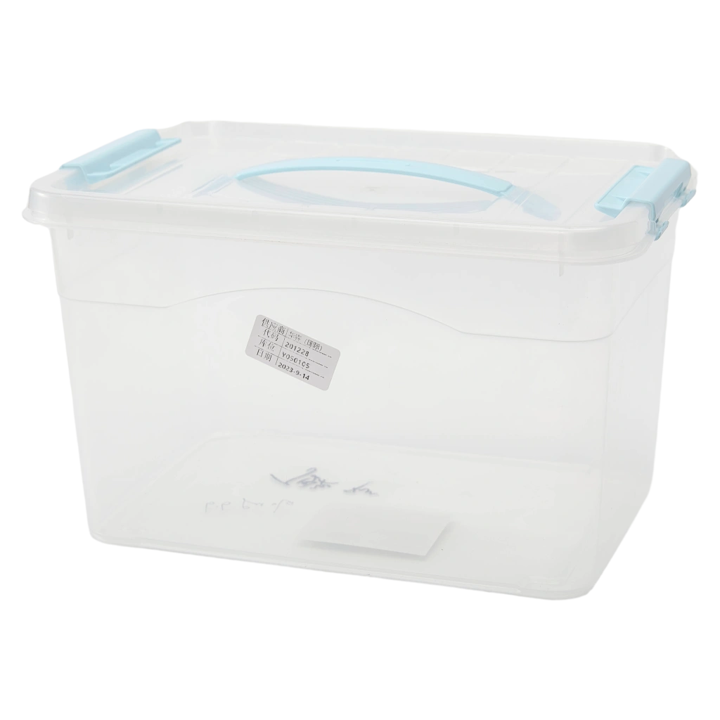Mittelgroße Aufbewahrungsbox aus Polypropylen mit Tragegriff (Transparent/Blau)