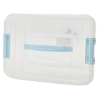 Große Aufbewahrungsbox aus Polypropylen mit Griffen, transparent (Hellblau)