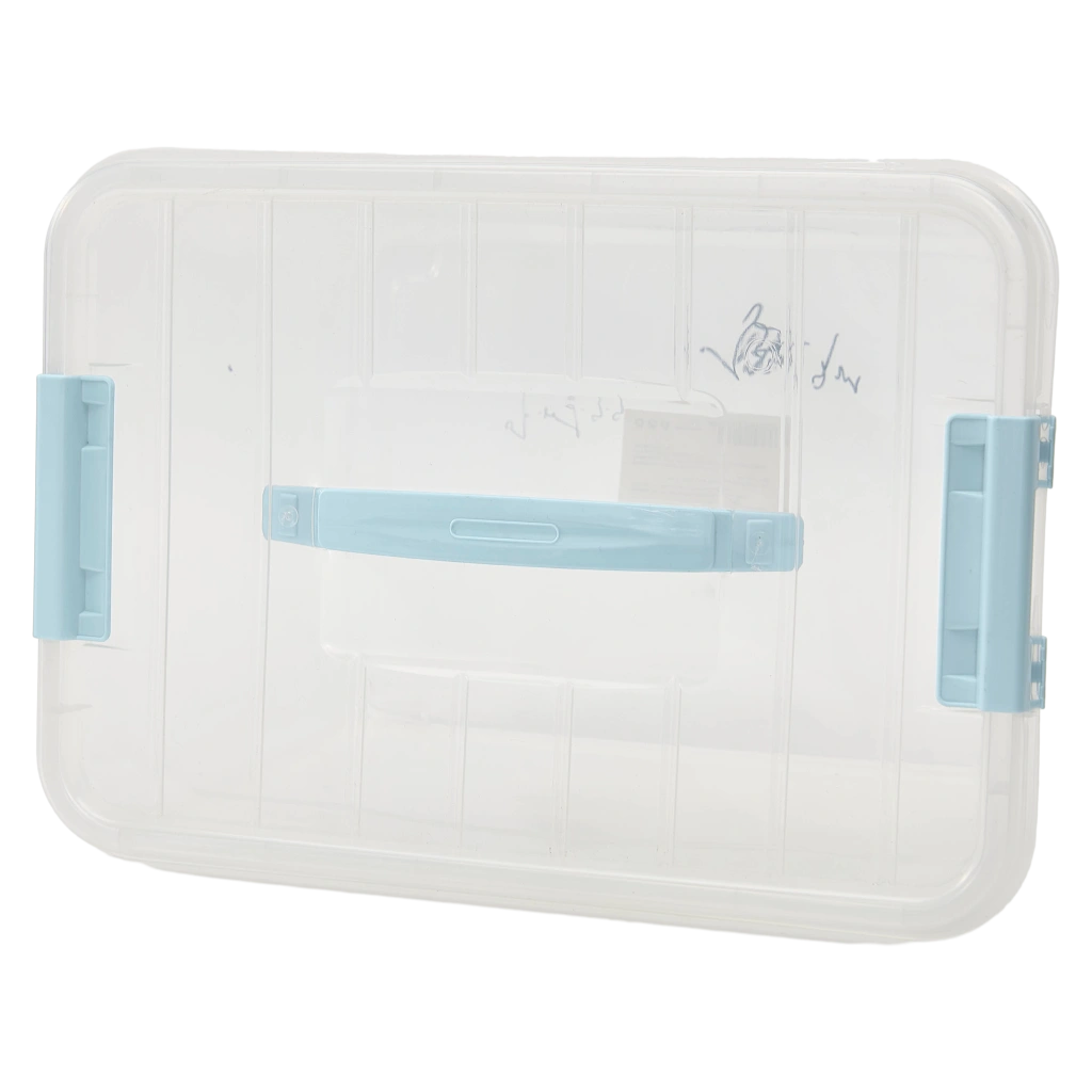 Große Aufbewahrungsbox aus Polypropylen mit Griffen, transparent (Hellblau)