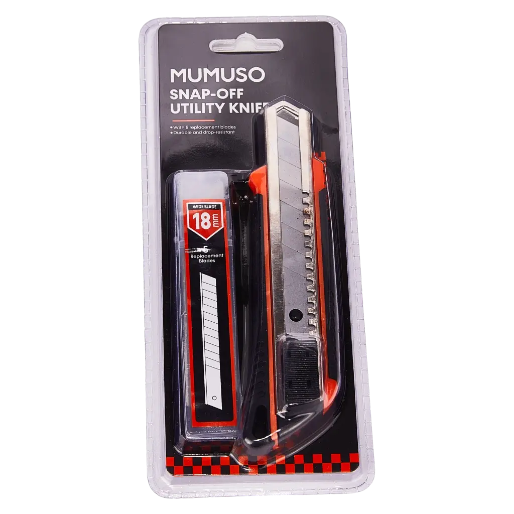 Cutter-Messer mit fünf Ersatzklingen, CK75-Stahl (Schwarz/Rot)