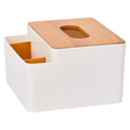 Multifunktionale Taschentuchbox mit Bambusdeckel, Organizer (Weiß)