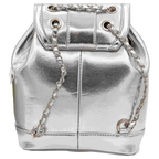 Fashion Rucksack aus PU mit Kettenriemen, kompakt (Silber)