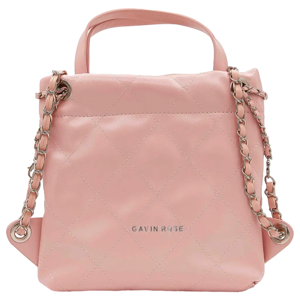 PU-Rucksack mit Kettenriemen und Stepp-Design (Rosa)