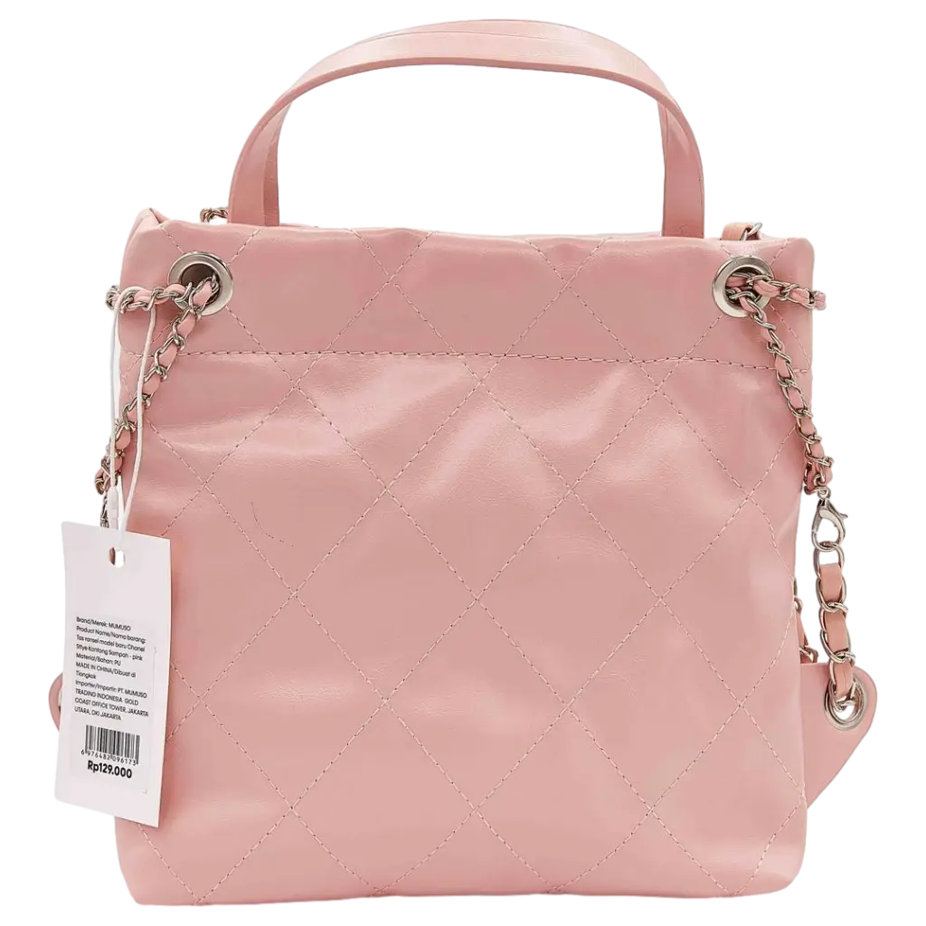 PU-Rucksack mit Kettenriemen und Stepp-Design (Rosa)
