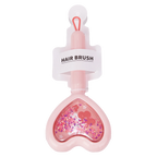 Herzförmige Haarbürste mit beweglichem Glitter und Hasen-Design (Rosa)