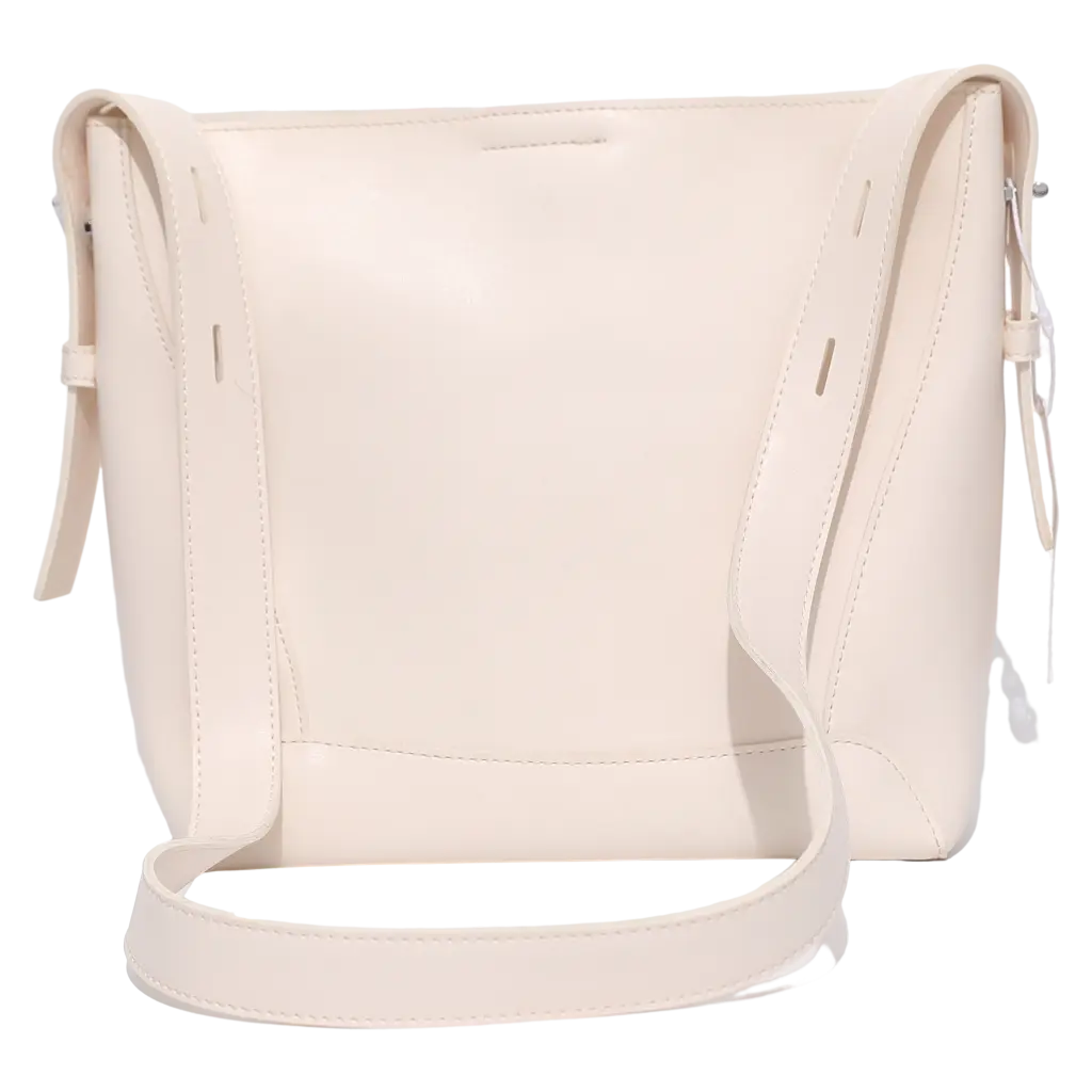 Klassische Schultertasche aus Kunstleder, Bucket Bag (Beige)