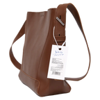 Schultertasche aus Kunstleder, klassisches Bucket-Bag Design (Braun)