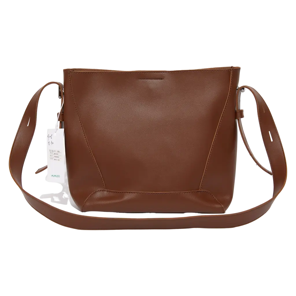 Schultertasche aus Kunstleder, klassisches Bucket-Bag Design (Braun)