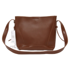 Schultertasche aus Kunstleder, klassisches Bucket-Bag Design (Braun)