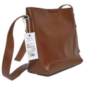 Kunstleder Schultertasche klassisch im Bucket Bag Stil (Braun)