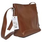 Kunstleder Schultertasche klassisch im Bucket Bag Stil (Braun)