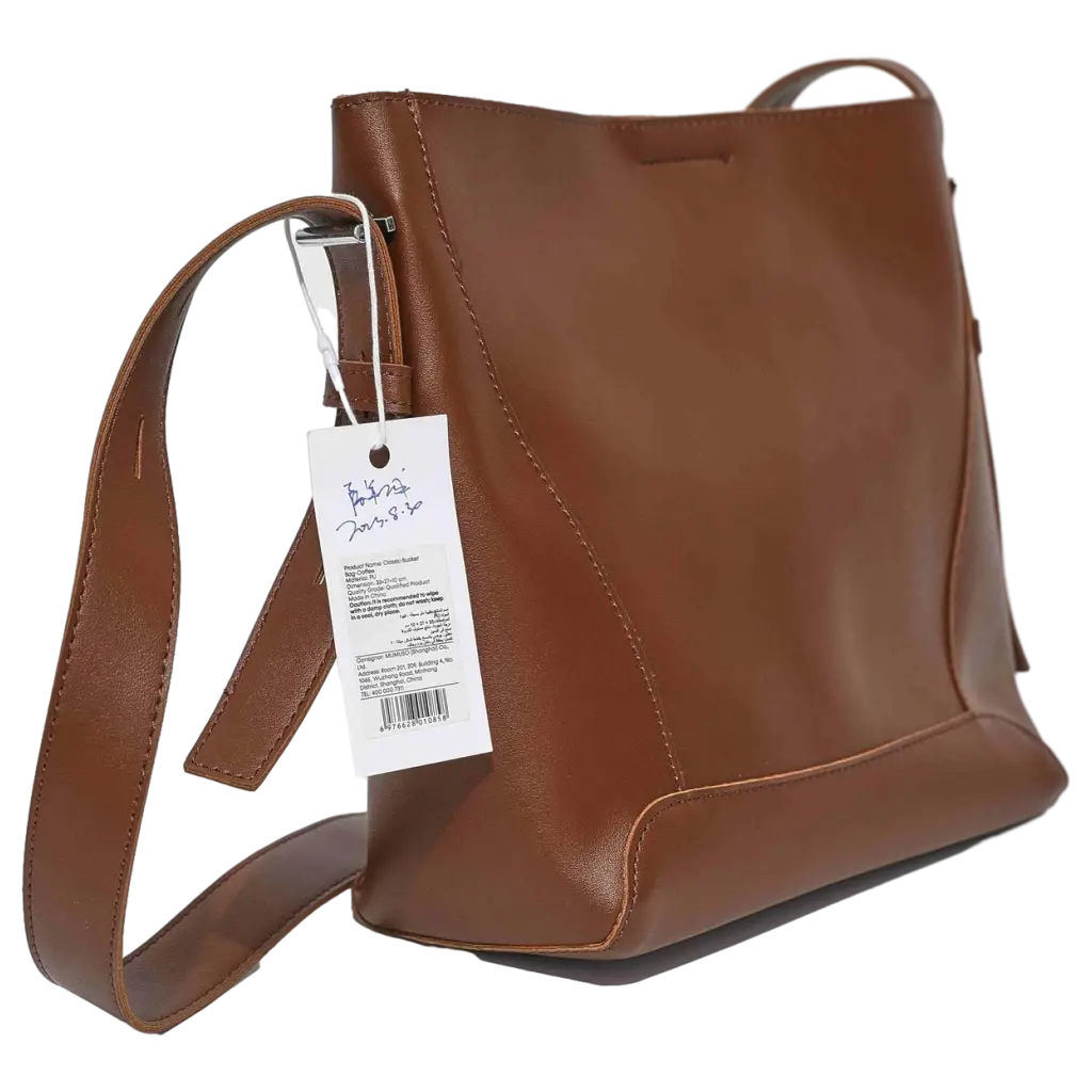 Kunstleder Schultertasche klassisch im Bucket Bag Stil (Braun)