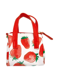 Kleine Handtasche aus Kunstleder mit Erdbeer-Print (Weiß/Rot)
