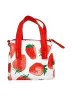 Kleine Handtasche aus Kunstleder mit Erdbeer-Print (Weiß/Rot)