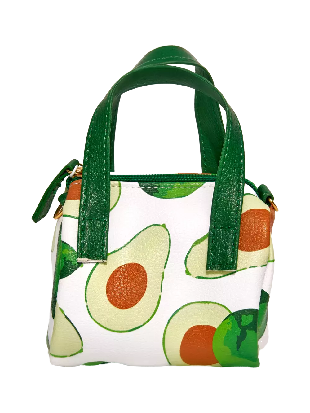 Kleine Handtasche aus Kunstleder mit Avocado-Design (Weiß/Grün)