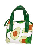 Kleine Handtasche aus Kunstleder mit Avocado-Design (Weiß/Grün)