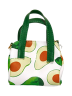 Kleine Handtasche aus Kunstleder mit Avocado-Design (Weiß/Grün)
