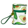 Zylindrische PVC-Handtasche mit Avocado-Design (Weiß/Grün)