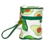 Zylindrische PVC-Handtasche mit Avocado-Design (Weiß/Grün)