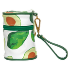Zylindrische PVC-Handtasche mit Avocado-Design (Weiß/Grün)