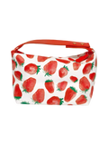 Kosmetiktasche aus Kunstleder mit Erdbeer-Design (Weiß/Rot)