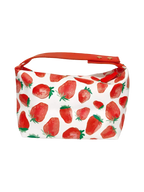 Kosmetiktasche aus Kunstleder mit Erdbeer-Design (Weiß/Rot)