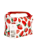 Kosmetiktasche aus Kunstleder mit Erdbeer-Design (Weiß/Rot)