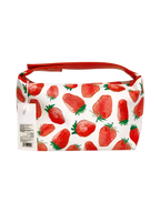 Kosmetiktasche aus Kunstleder mit Erdbeer-Design (Weiß/Rot)