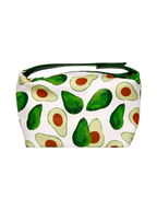 Kosmetiktasche mit Avocado-Design, abwischbar (Weiß/Grün)