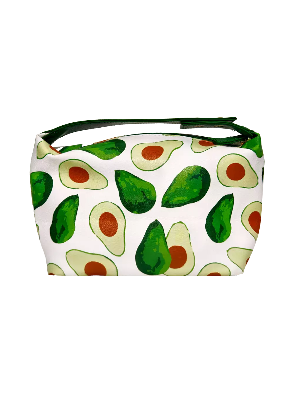 Kosmetiktasche mit Avocado-Design, abwischbar (Weiß/Grün)