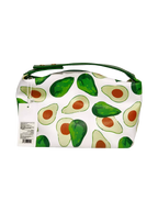 Kosmetiktasche mit Avocado-Design, abwischbar (Weiß/Grün)