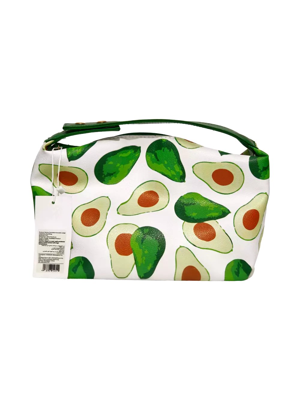 Kosmetiktasche mit Avocado-Design, abwischbar (Weiß/Grün)
