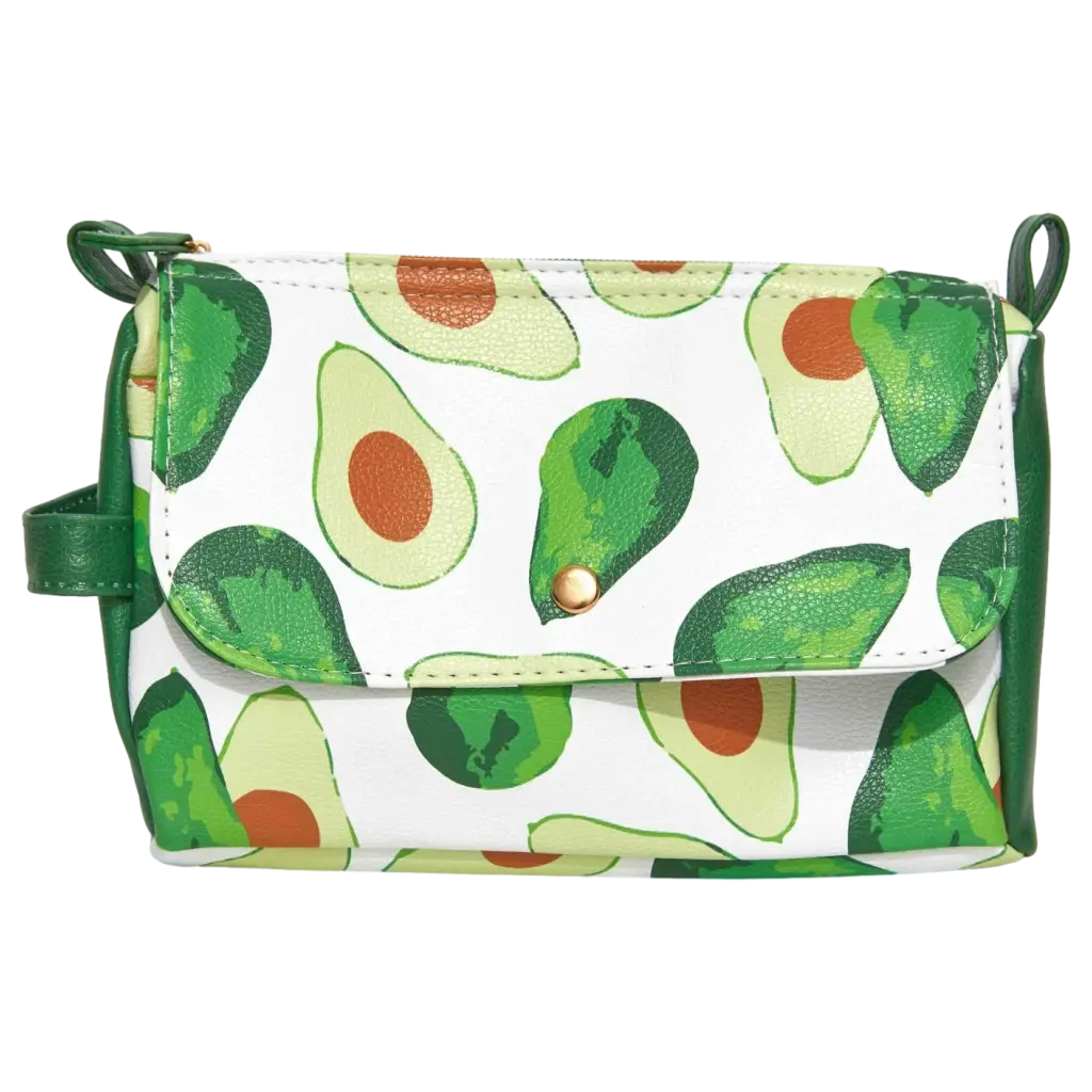 Kosmetiktasche aus Kunstleder mit Avocado-Design (Grün/Weiß)