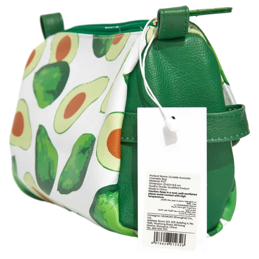 Kosmetiktasche aus Kunstleder mit Avocado-Design (Grün/Weiß)